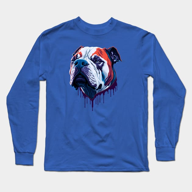 American Bulldog Ink Driiping Long Sleeve T-Shirt by Juka